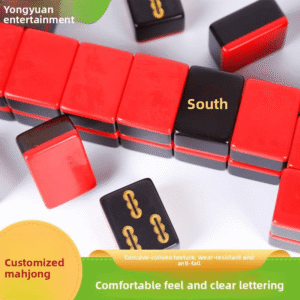 Red and black melamine mahjong set, gold engraving, personalized creative design; handmade Japanese-style tiles, Taixing City.