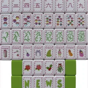 Christmas-Themed American Mahjong Acrylic Mahjong Tile Set, 160 Tiles, Green