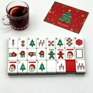 Christmas Mahjong Tiles American Mahjong Tiles 4 Layer Acrylic Portable Outdoor Hand Played Holiday Gift