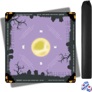 Christmas Mahjong Mat Chibi-Style All-English Holiday Design Natural Rubber Waterproof Durable Non-Slip Hemmed Silent Black