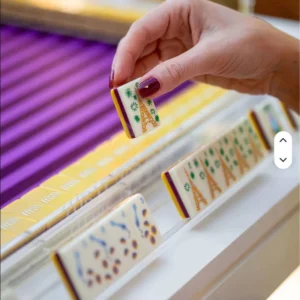 Acrylic Yellow Paris Urban Life Mahjong Home Gift Set Hand-Rubbed Crystal Tiles