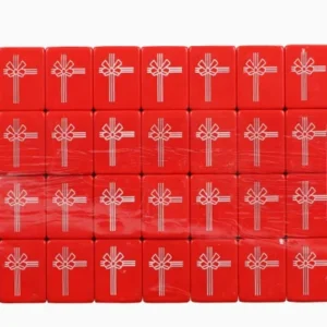 Red Festive Bow-tie Melamine Malaysian Three- or Four-player Red Mahjong Tiles Customizable for Home Use