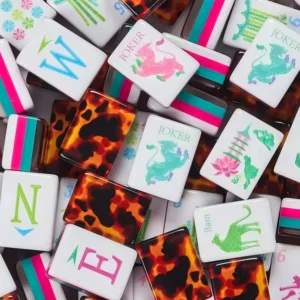 American Acrylic Mahjong Tiles Portable Set Leopard-Patterned Inner Printing Foreign-Style Outdoor Play Taixing Wholesale