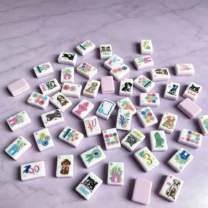 American-style Mahjong, Pink Puppy-Themed Mahjong, Mahjong Tiles for Casual Gatherings and Entertainment
