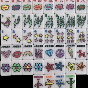 American Mahjong Premium Acrylic Exquisite Pattern Home Gift Set for Chess & Card Entertainment