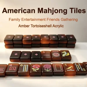 American Mahjong Tiles, Modern Transparent Tortoiseshell Patterned Durable Acrylic Mahjong Tiles for Home Use Gift Set 160 Tiles