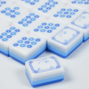 Manufacturer-supplied Blue Mahjong Tiles American Multicolor Mahjong Set; Acrylic Four-layer Tabletop Game Cardboard Box Mahjong