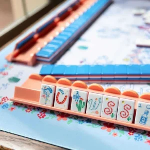 American Mahjong Premium Acrylic Exquisite Pattern Blue Denim Lady Home Gift Set Cardboard Box Packaging Chess Card