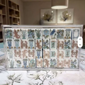 Acrylic Blue Ocean High-End American-Style Mahjong Tiles Portable Outdoor Set