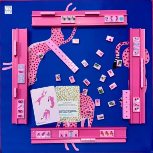 Pink Petal Leopard-Themed American Mahjong Tiles-Deluxe Acrylic 4-Tier Set 160 Pieces 4 Players