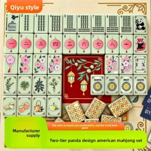 American Acrylic Mahjong Panda-Themed Two-Tier Set Cute Cartoon-Style Hand-Shuffled Outdoor Leisure Entertainment Western Style