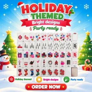 Modern Luxury Christmas Mahjong American-style Color-printed Christmas Tree & Snowman Tiles Acrylic Material 160 Tiles