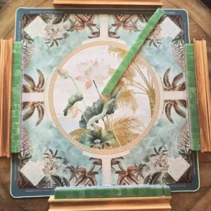 American Dark Green Jade Mahjong Tiles Four-Layer Acrylic Cardboard Box Packaging for 4 Players