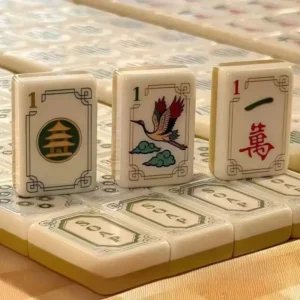 Two-layer Yellow Crane-pattern Acrylic American Mahjong Tiles Household Gift Set Hand-shuffled