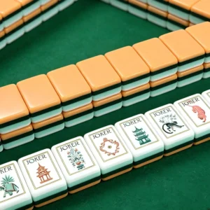 American Mahjong Tiles White Lotus-style American Mahjong European-inspired Tabletop Game Set with Four-layer Acrylic Tiles