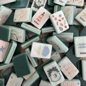 American Mahjong Green Coast Style and White Shell Acrylic Mahjong Set
