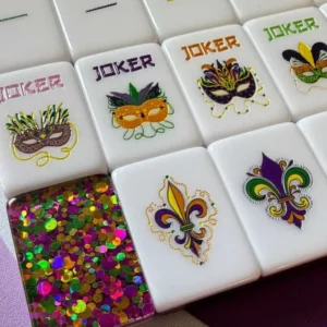 Christmas Carnival Glitter American Mahjong Tile Set, Festive Mask Mahjong Game Set