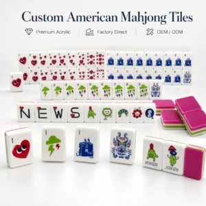 Emotional Storm American Mahjong Set Heart Blue Building Cloud Lightning Tiles Dragon Joker 4-Layer Portable Entertainment