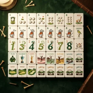 36mm Golf Themed Mahjong Tiles, Acrylic Luxury 4-Layer American Mahjong Tiles Set Artwork Tiles, Engraved Mahjong Tiles