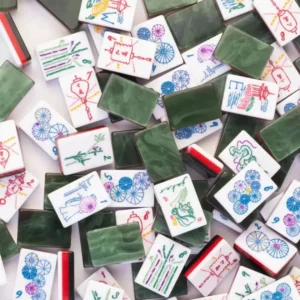 American Dark Green Jade Mahjong Tiles Four-Layer Acrylic Cardboard Box Packaging for 4 Players