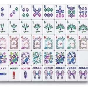 New Peacock American-Style Mahjong Set-Home Use, Hand-Shuffled, 4-Layer Acrylic, Purple