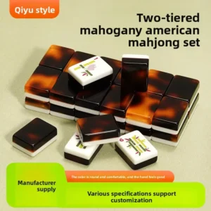 Tortoiseshell-colored American Taixing Mahjong Tiles Portable Double-layer Acrylic Foreign Outdoor Hand-played Wholesale