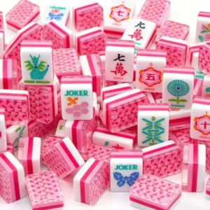 Four-Tier Acrylic Portable American Mahjong Set 160 Pieces Pink Floral Design Outdoor Play Cross-Border Shipping Included