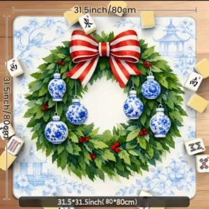 New Christmas Mahjong Table Mat: Non-slip, Absorbent, Stain-Resistant, Wear-Resistant, and Easy to Clean
