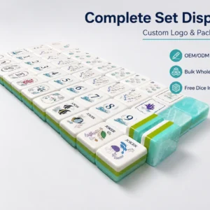 Marine Corals American Mahjong Tiles Original Design 3-Layer Acrylic Turquoise Green Portable Entertainment
