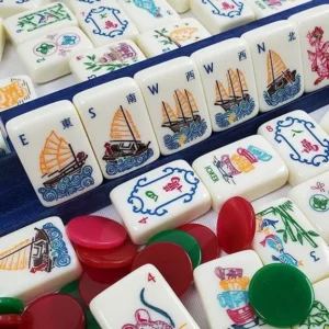 Luxury Foldable Turtle Amber Ladybugcarved Acrylic American-style Mahjong Set Perfect Game Gift