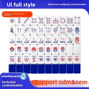 American-style Jiangsu-made Mahjong Blue Goldfish Design Four-Layer Acrylic Casual Entertainment Board Game for Chess/Card Use