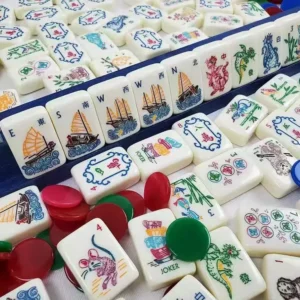 American Mahjong Tiles, Mother Nature Acrylic Mahjong Tiles Hand-Polished American US-Style English-Numbered Lvory Mahjong Tiles