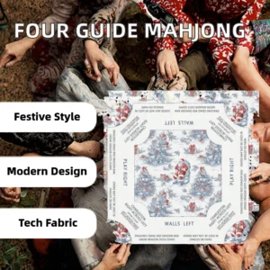 Foldable Christmas Mahjong Mat Players Use Festive Patterned Tape Guide Layout Luxury Modern Design Technology Fabric Mahjong