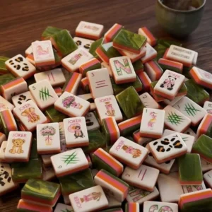 American-Style Mahjong-Themed Acrylic Mahjong Tile Set, 160 Tiles, Green
