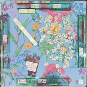 Fruit-Patterned Green Acrylic American Mahjong Tiles, Home Use & Gift Set, Hand-Shuffled High-End Crystal Mahjong Tiles