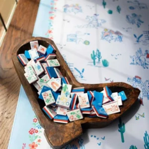 American Mahjong Premium Acrylic Exquisite Pattern Blue Denim Lady Home Gift Set Cardboard Box Packaging Chess Card