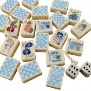 Summer-Themed Travel Mini Acrylic American-Style Mahjong Tiles, Home Use and Gift Set, Hand-Shuffled Crystal Tiles