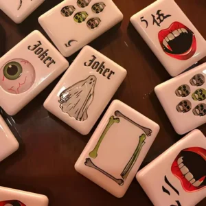 Luxury American-style Halloween-themed Black Mahjong Set Acrylic for Four Players with a 160-piece Chessboard