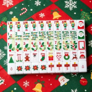 Christmas-themed American Mahjong Set Creative Unique Acrylic Hand-Molded Tiles for 4 Players (Universal)