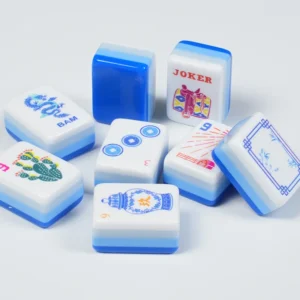Acrylic Blue-Printed Flower American Mahjong Tiles Tiles Hand-Polished Four-Layer Design Boxed Wholesale Cross-Border Household