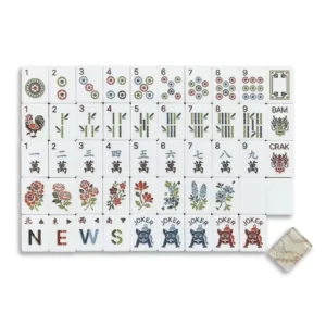 Modern Luxury American Mahjong Marble Pattern French Bulldog Design Portable Acrylic Tiles, American Mahjong Tiles