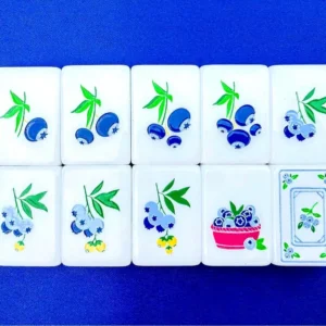 American-Style 4-Player Mahjong Set Floral Fruit Designs Crystal-Effect Acrylic Tiles Fade-Resistant Cardboard Box Packaging