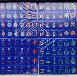 American Mahjong Deep Blue Double-carved Tiles Single-layer Acrylic Minimalist Theme 160 Tiles Family Entertainment