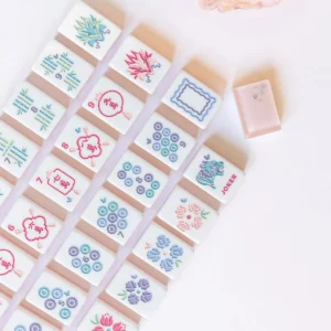 Acrylic Portable American Mahjong Set Pink-Toned Butterfly-Printed Hand-Rubbed Mini Tiles Cardboard Box Packaging for Family