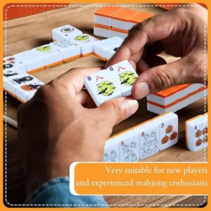 Halloween American Mahjong Set Premium Acrylic 1.2-inch Pumpkin Cat Witch Ghost Mini Mahjong Pieces Intricate Carving for Home