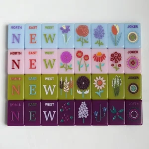 Four Seasons Light Blue Pink Purple Acrylic Three-Layer American Mahjong Set; Hand-Rubbed Mahjong Cardboard Box Packaging