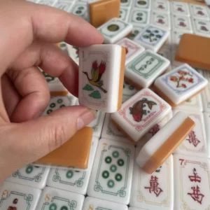 Cross-border American-style Acrylic Mahjong Tiles Double-layer Color-block Hand-rubbed English-letter Numeral-design Mahjong