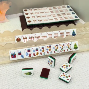 Christmas-Themed Mahjong Arrival Acrylic American-Style Mahjong Set 3-Layer Color-Block Hand-Rubbed Tiles