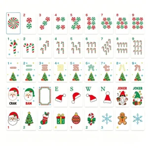 Christmas-Themed American Mahjong,Colorfully Carved Gift Set