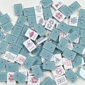 American Mahjong Set Acrylic Compact Portable Blue Transparent butterfly Design 160 Tiles Cardboard Box Packaging for Outdoor